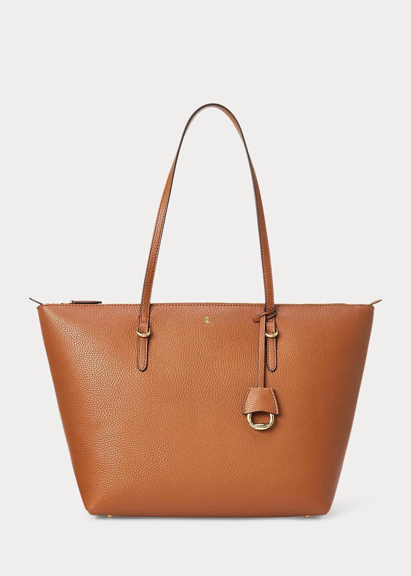 Torebka Lauren Damska Brązowe Faux-Leather Keaton Tote 206931-BQH
